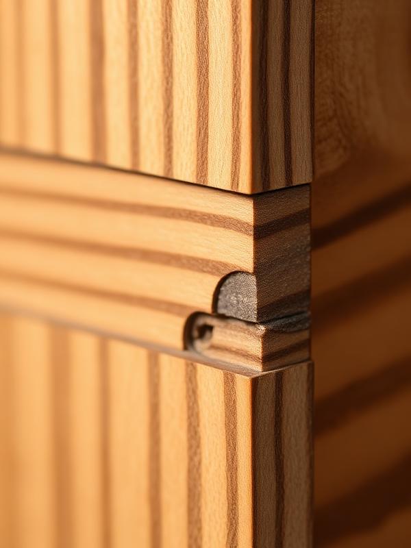 Detalhe macro de um encaixe de madeira maciça
