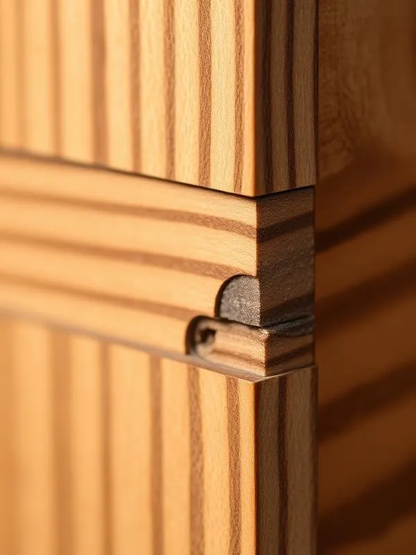 Detalhe macro de um encaixe de madeira maciça
